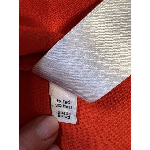 Ted Baker Dress 4 Stretch Red Orange Career Church 10 Large $295 - Picture 11 of 12